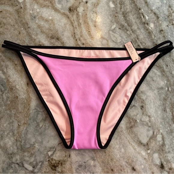 NWT Victoria Secret Neoprene Pink Bikini bottoms Size M barbie pink - Picture 2 of 7